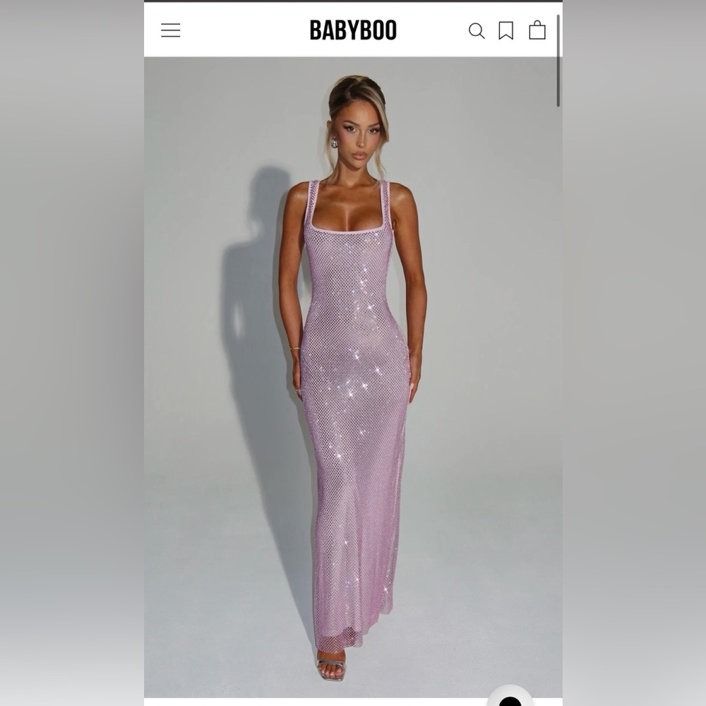 Sleeveless Sequin Sheath Maxi Dress in Light Pink
